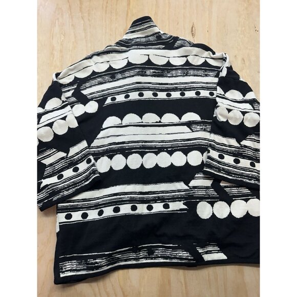 Black Label by Chicos Sweater Coat Womens Sz 2 (L) Snap Collar Open Front Knit - Picture 5 of 8